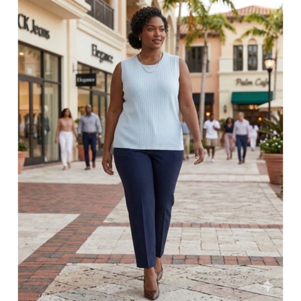 Calvin Klein Plus Size Sweater Shell Baby Blue 1X